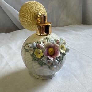 Vintage Floral Ceramic Atomizer with Gold Accents